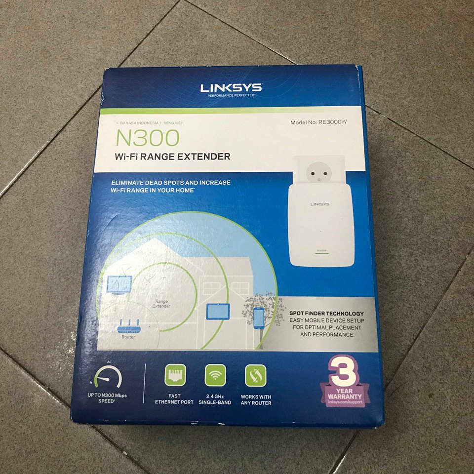 Bộ mở rộng sóng Wi-Fi Linksys RE3000W fullbox mới 100% bảo hành 24 tháng