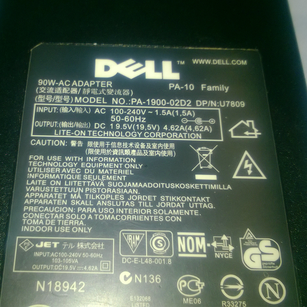 Adapter Sạc laptop Dell 19.5V - 4.62A Model PA-1900-02D2